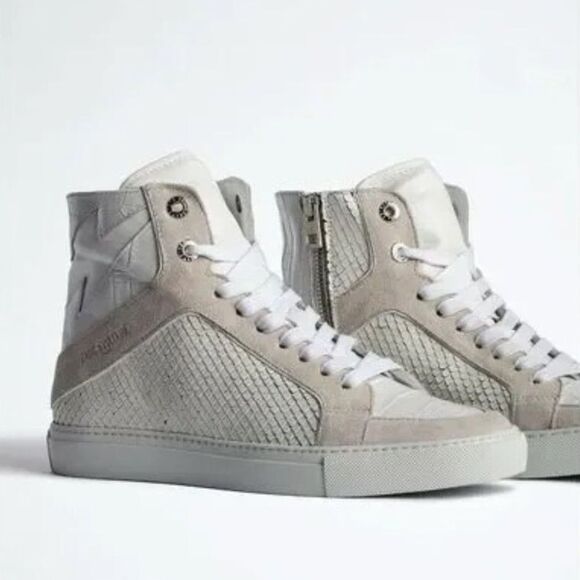 NIB Zadig & Voltaire High Flash Keith Lace Up Leather Sneaker in White size 39 - Picture 1 of 11